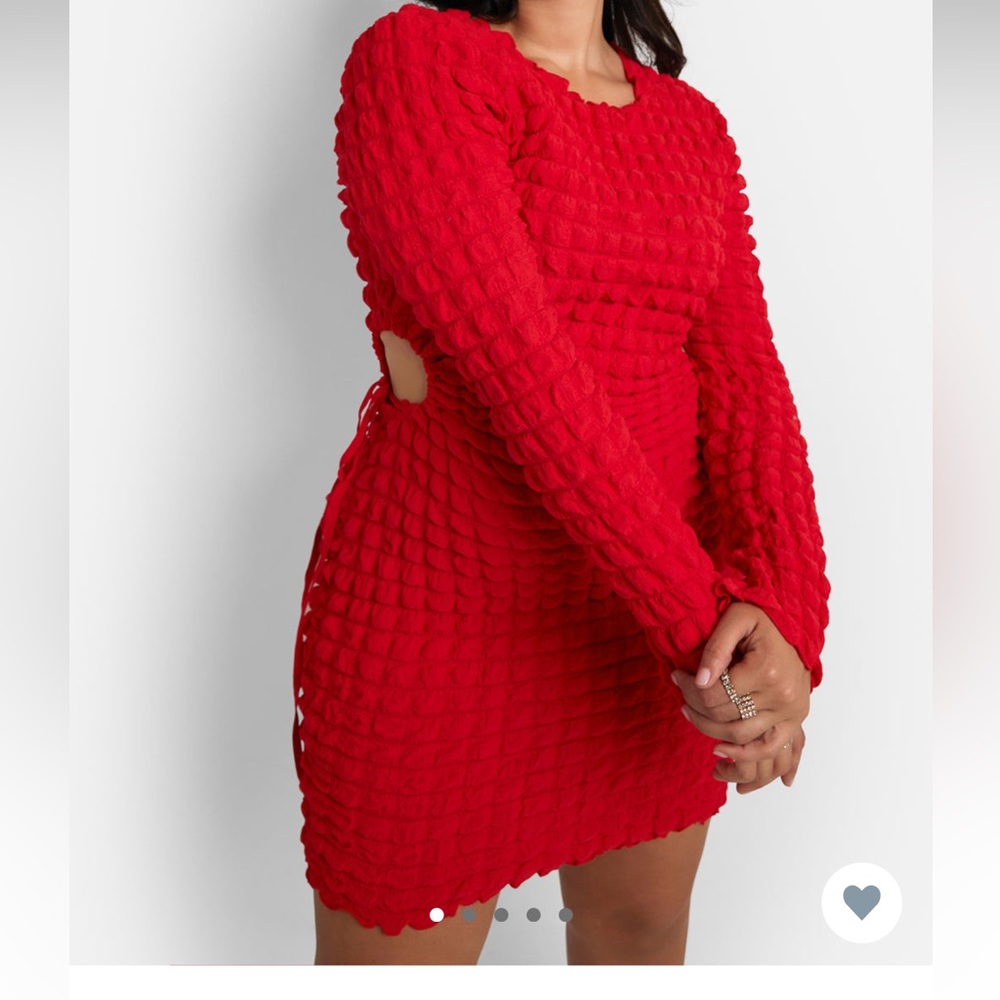 REBDOLLS - Scorpio Popcorn Smocking Cut Out Mini Bodycon Dress